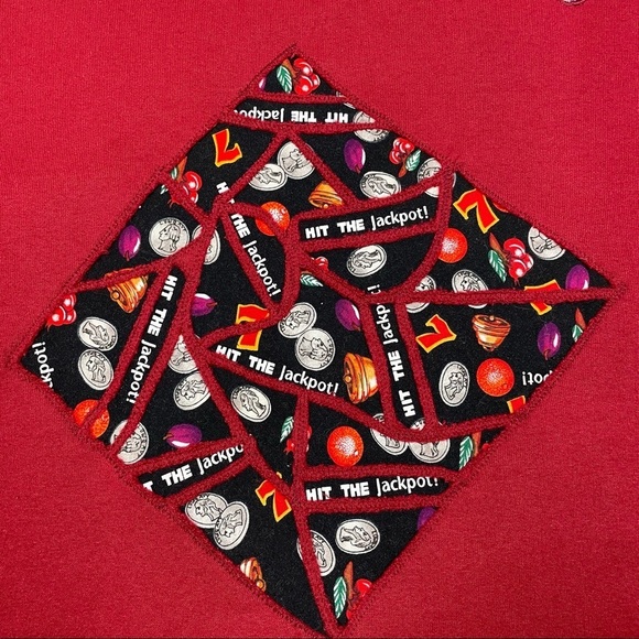 Casino Jackpot Crewneck Pullover Sweatshirt Womens Size Large Red Gambling Hanes - Picture 3 of 6